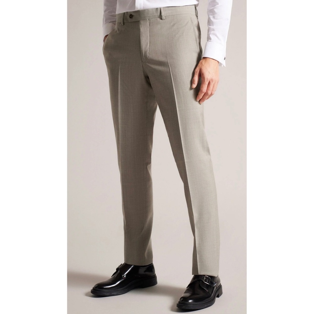 Ted Baker London Jerome Trousers Beige Wool Silk Linen Dress Pants 32R Italy